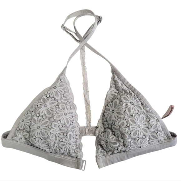 Victoria Secret Womens Gray Floral Bralette Racerback Size L - Picture 8 of 14